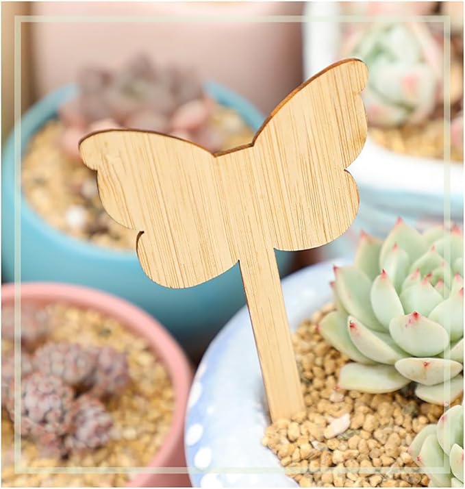 Elsjoy 90 Pack Bamboo Plant Labels, 9 Styles Cute Plant Tags Garden Markers, Wooden Garden Labels for Seeds, Herbs, Vegetables, Gifts