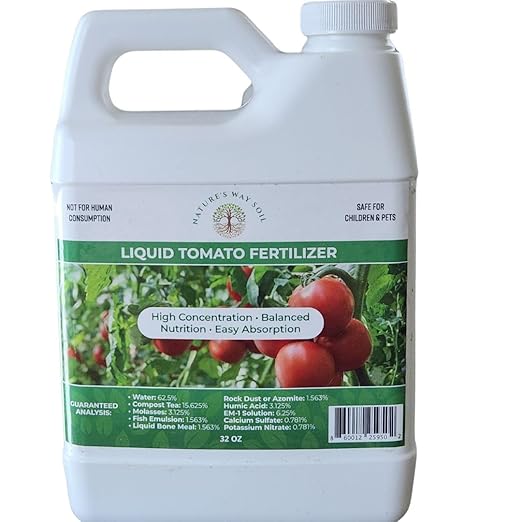 Nature’s Way Soil Liquid Tomato Fertilizer – Organic Plant Food for Tomato Plants & Vegetables/Calcium and Root Support for Healthy Transplants, Strong Growth and Better Fruit Development/Concentrate