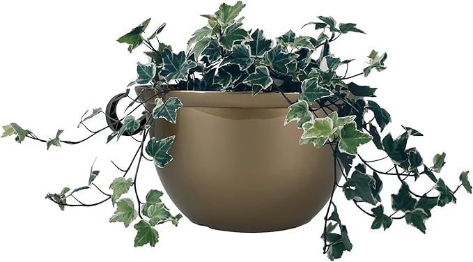 The HC Companies 11 Inch Hanging Metallic Planter - Round Hanging Basket for Indoor Outdoor Plants, Bronze (Pack of 2)