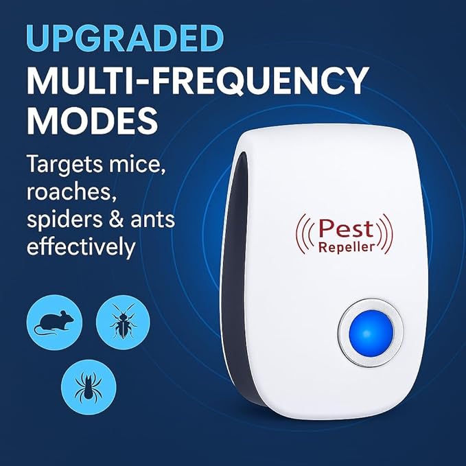 Ultrasonic Pest Repeller & Insect Indoor Repeller,Ultrasonic and Repellent for Roach,Rodent,Mouse,Bugs,Mosquito,Mice,Spider,Ant,6 Packs