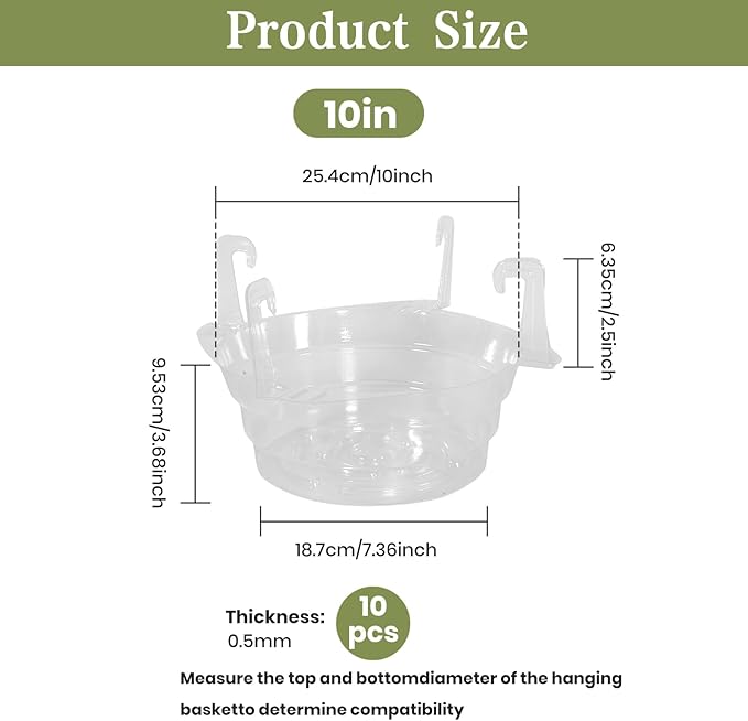 Hanging Basket Water Catcher 10pcs 10inch Hanging Plant Water Catcher Hanging Indoor and Outdoor
