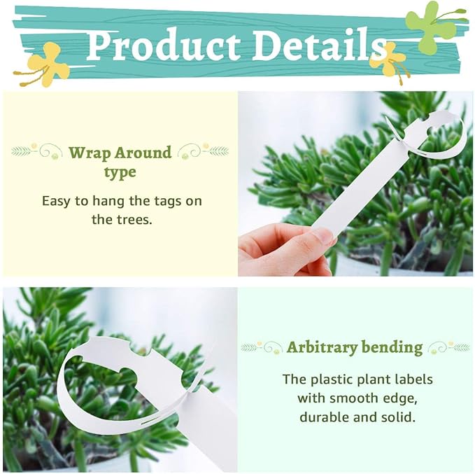 eZAKKA Plant Labels, 500pcs Plant Tags Markers Plastic Wrap Around Hanging Garden Markers Labels Tree Tags Sticks for Seedlings Outdoor Garden Waterproof, 2 x 20 CM