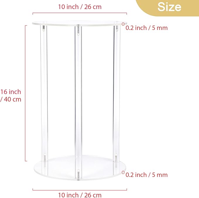 YourGift Plant Stand Indoor Outdoor, Acrylic Planter Stand for Indoor Plants, Heavy Duty Plant Holder Shelf for Flower Pots Corner Display Rack for Living Room Balcony Garden Patio (Clear Round)