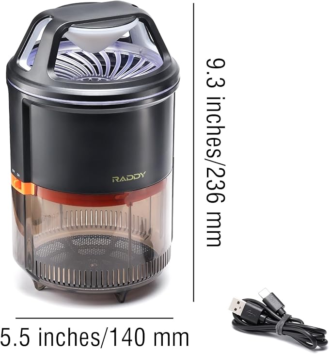 Raddy MS-1 Indoor Insect Trap with Suction, Electric Pest Killer for Fruit Fly/Mosquito/Gnats/Moths, Anti-Escape Net Design, Physical Pest Control, Flying Bug Catcher for Home Kitchen Greenhouse