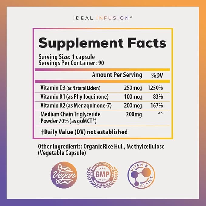 Vegan Vitamin D3 10,000iu with K1 K2: Natural Plant Based D3 - Burp-Free Patented Coconut MCT Powder for Improved Absorption - Immune Support & Bone Structure (90 Servings) Wildcrafted D3 Lichen