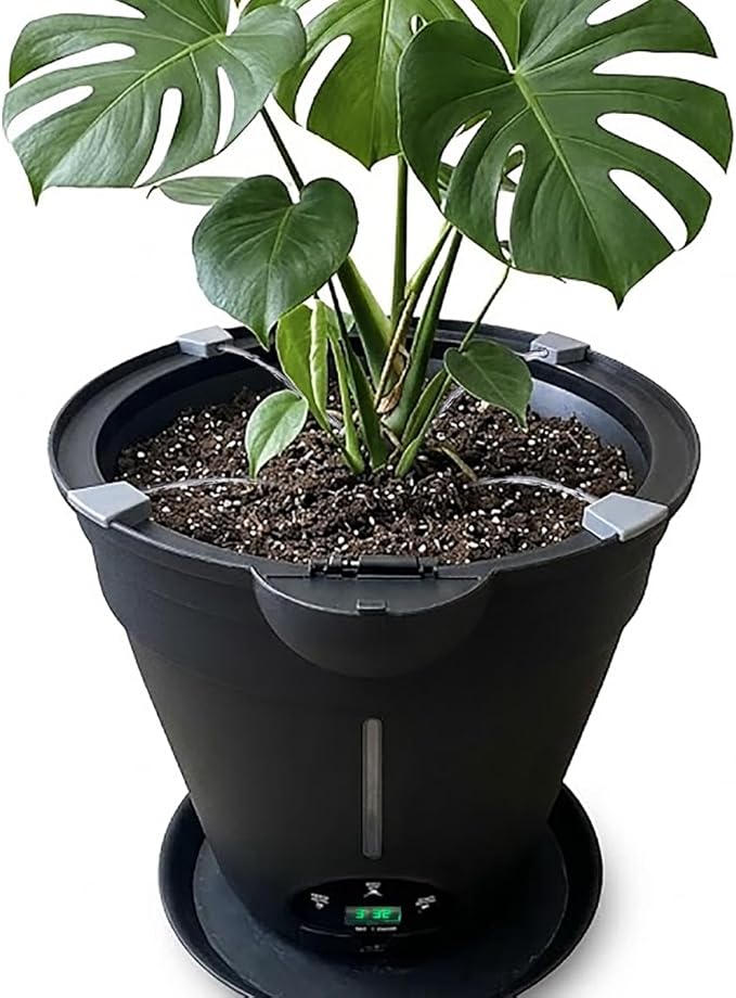 Motorized Self Watering Plant Pots for Indoor Plants, 1.25 Gallon Automatic Planter with Programmable Pump, LED Indicator for Office Decor & Gardening