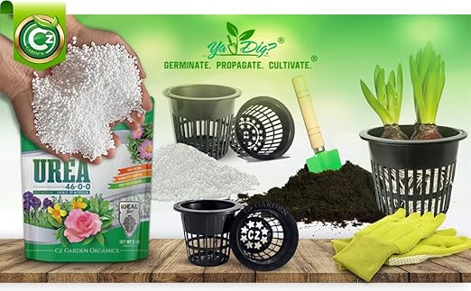 Urea Fertilizer 46-0-0 Plant Food for Flowers & Gardens - Lettuce, Green Lawns, Fruit, Vegetables, Citrus Trees, Tie Dye Granules Prills (Cz Garden Organics Urea 40LB)