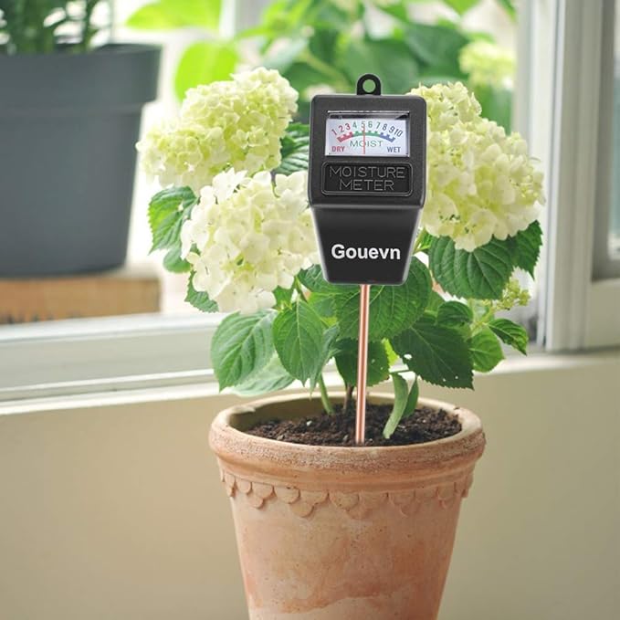 Gouevn Soil Moisture Meter, Plant Moisture Meter Indoor & Outdoor, Hygrometer Moisture Sensor Soil Tester Plant Water Meter for Potted Plants Garden, No Battery Needed (Black)