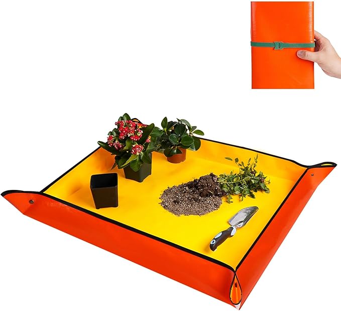 HNXTYAOB Large Potting Mat for House Plants Transplanting and Soil Mix Control Waterproof RepottingTray Gardening Tools Plant Gifts for Plant Lovers (39.5"X31.5")