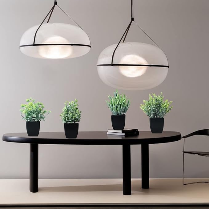 GREENTIME 4 Pack Fake Plants in Black Pot Small Artificial Eucalyptus Potted Plant Wheat Grass Mini Faux Greenery for Home Decor Indoor Office Table Room Farmhouse Bathroom Decorations