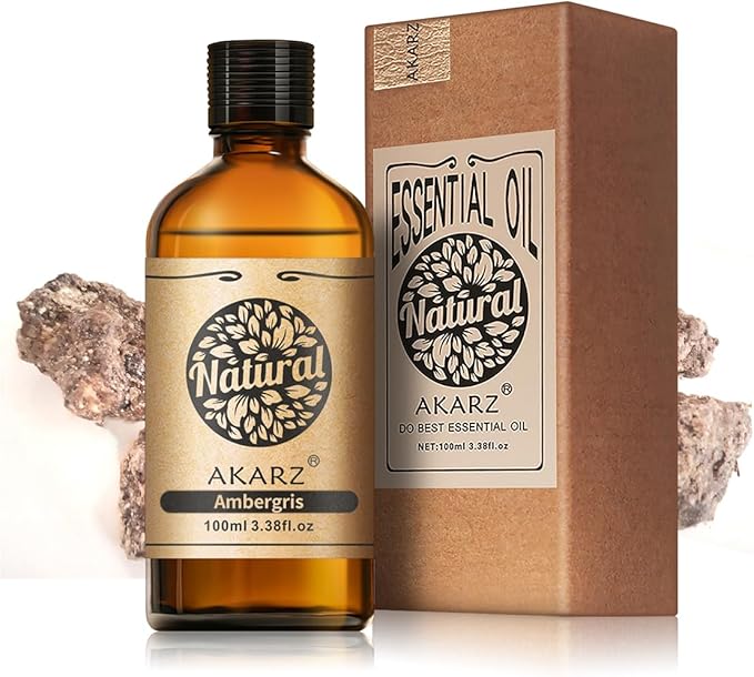 AKARZ 100ml Ambergris Essential Oil Natural Ambergris Oil Pure for Candle Making,DIY Skincare Products Massage,Home Spa Relaxation