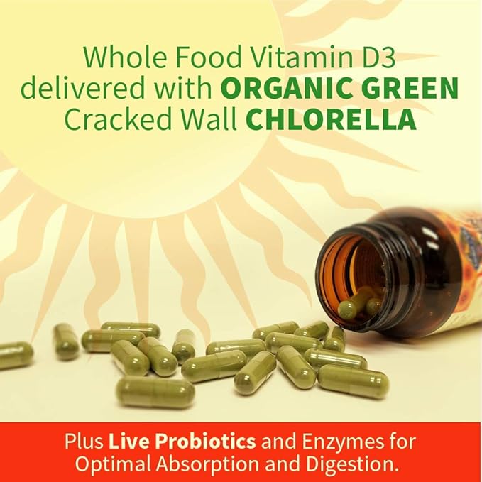 Garden of Life Vitamin D, Vitamin Code Raw D3, Vitamin D 2,000 IU, Raw Whole Food D3 Supplements with Chlorella, Fruit, Veggies & Probiotics for Bone & Immune Health, 120 Vegetarian Capsules