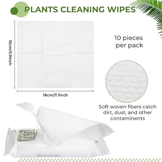 Nuanchu 8 Pack Plants Cleaning Wipes and 1 Pair Microfiber Dusting Gloves Based Wipes for Shiny Leaves and Better Photosynthesis for Indoor Outdoor Plants