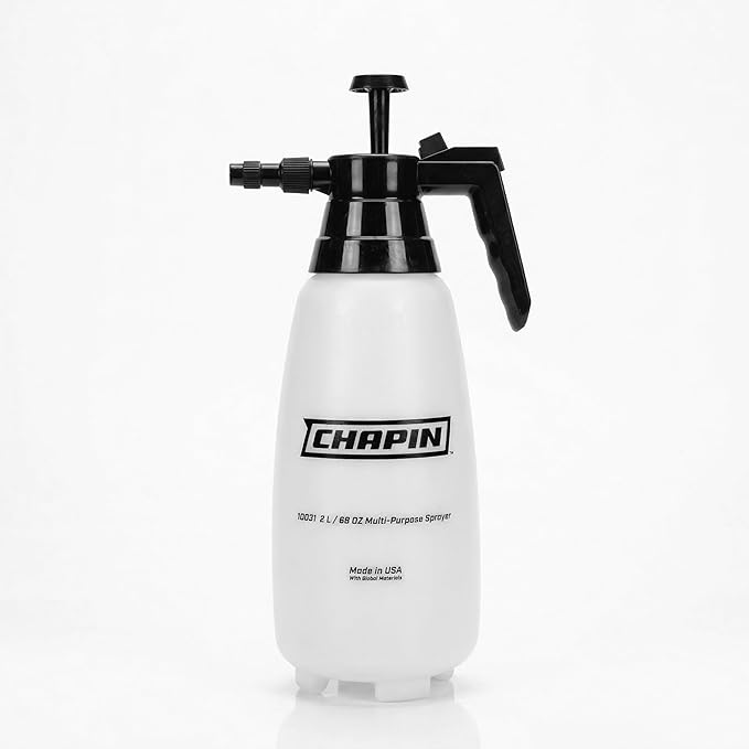 Chapin 10031 Handheld Pump Sprayer, 68oz, Multi‑Purpose, Lawn & Garden, Translucent Poly Tank, Adjustable Brass Nozzle, Thumb‑Trigger Lock & in‑Tank Filter for Fertilizer, Weed & Pest Applications