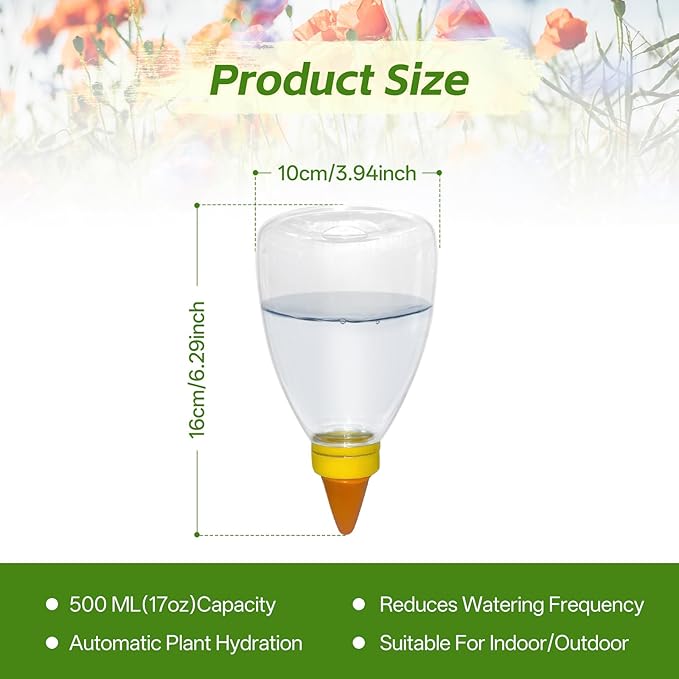 4 Pcs 17 Oz Self-Watering Planter Insert Self-Watering Planter Globes with Slow Release Water Control for Indoor & Outdoor Plants (4, Heart Shape)