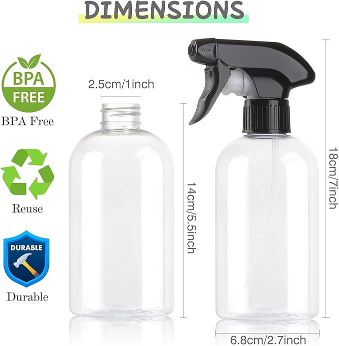 Bynccea Spray Bottle Empty Spray Bottles PET -10 oz/300 ml Plastic Water Sprayer bottles Refillable Containers Fine Mist Small Spray Bottles for Hair，Cleaning Solutions, Cooking