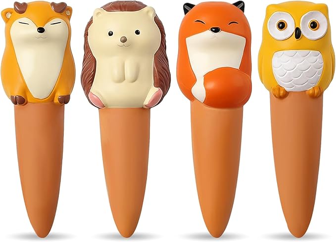 MCleanPin 4 Pack Plant Watering Spikes and Globes Handmade Terracotta Self-Watering Planter Insert Automatic Plant Waterer Devices for Indoor Outdoor Plants (Forest Animals)