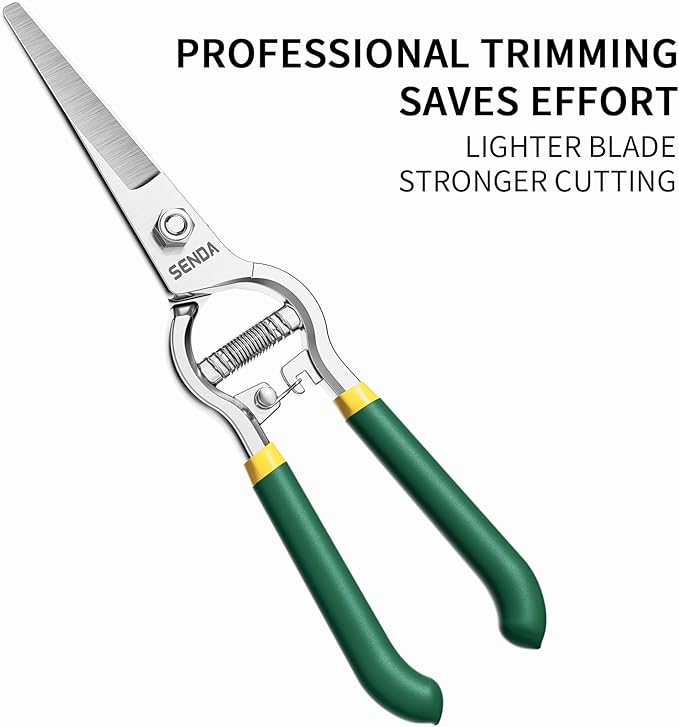 8" Pruning Shears, Dual-Color Coated Garden Scissors with Non-Slip Ergonomic Handle, Bypass Pruning Shears for Gardening, Trimming & Branch Cutting