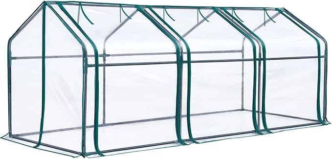 Quictent Mini Greenhouse, Portable Quick-Setup Small Tabletop Waterproof UV Protected PVC Cover Shelter for Outdoors/Indoors W/ Raised Base for Garden Plant Seed Starting, 8 Stake, 95"x36"x36", Clear