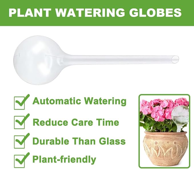 Plant Watering Globes, Self Watering Bulbs for Indoor & Outdoor Plants, Plastic Self-Watering Balls Automatic Water Irrigation Device (Clear, Large 12 Pack)