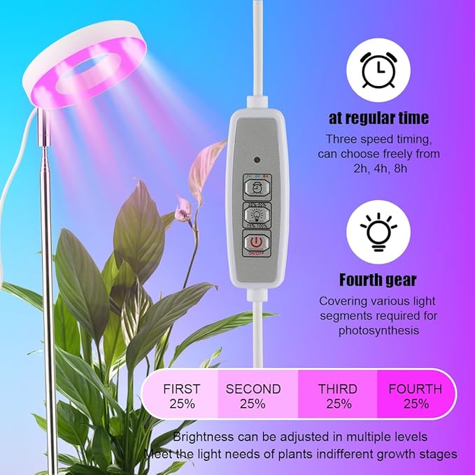 RooTrimmer 2 Pack 11 Inch Plant Pots with LED Grow Lights,Indoor Flower Pots with Full Spectrum Dimmable Lights,Drainage Holes & Plug,Soil Moisture Meter Included,Modern Planters for Home Office