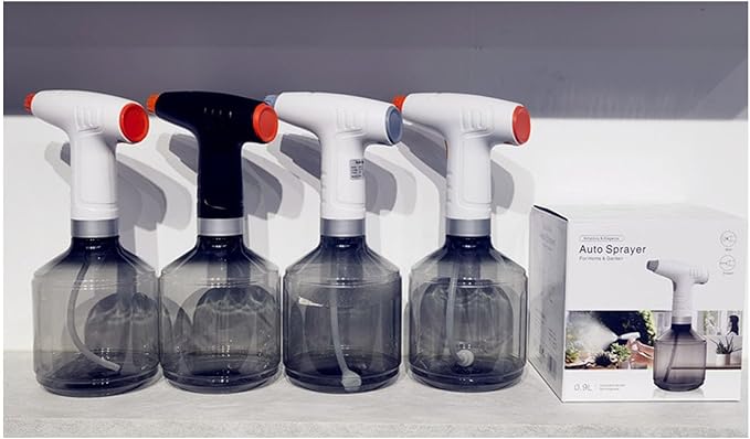 Automatic Watering Sprayer Electric Plant Mister Bottle for Indoor/Outdoor, 0.9L Capacity, Adjustable Nozzle, User-Friendly Handle, White