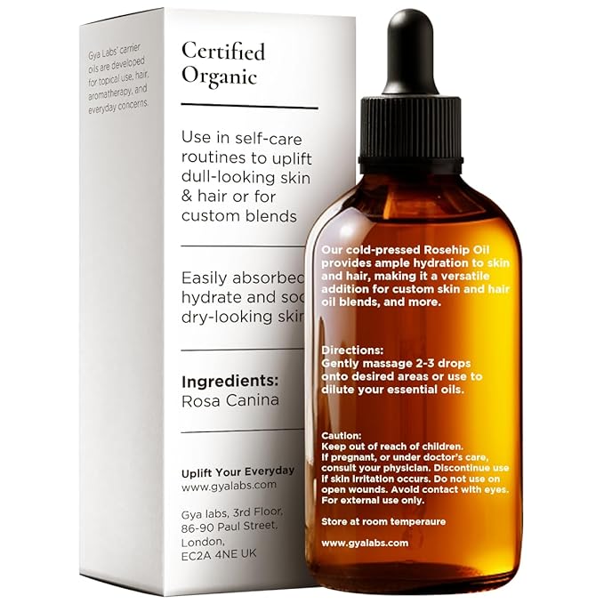 Gya Labs Rosehip Oil - 1 Fl Oz - Carrier Oil for Hair, Skin, Face, Scalp & Body Massage