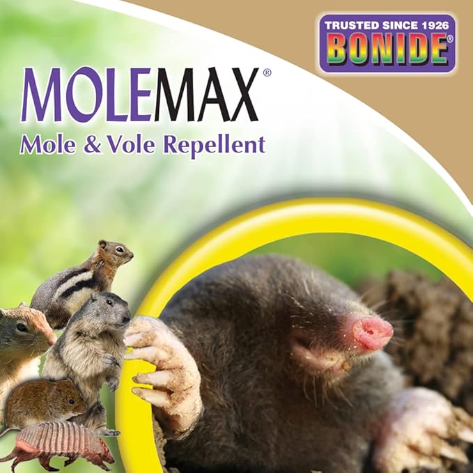 Bonide MOLEMAX Mole & Vole Repellent Granules, 5 lbs. Ready-to-Use, Outdoor Lawn & Garden Mole Control, People & Pet Safe
