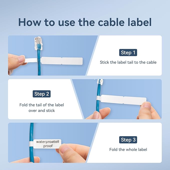NIIMBOT Thermal Transfer Cable Labels 0.49" x 4.29", Only for N1(B18) Label Maker, PET Material, Waterproof and High-Temperature Resistance, Long Storage Time, 1 Roll of 60, Green