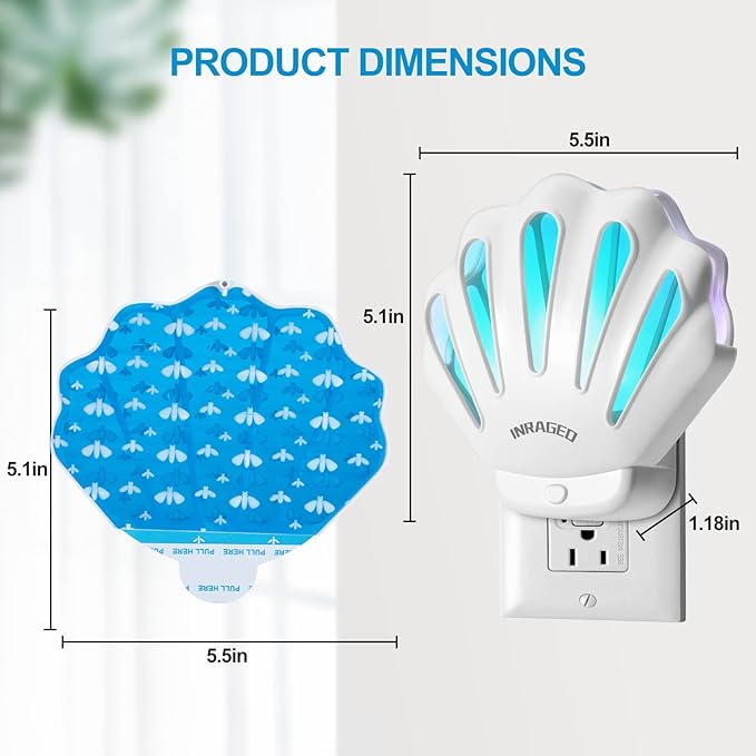 Gnat Traps for House Indoor HU002 Plug-in Fly Trap Indoor, Electric Gnat Killer Indoor Catcher Flying Insect Trap with Night Light UV Attractant Catcher for Bedroom, Kitchen, Office (1 Pack, White)