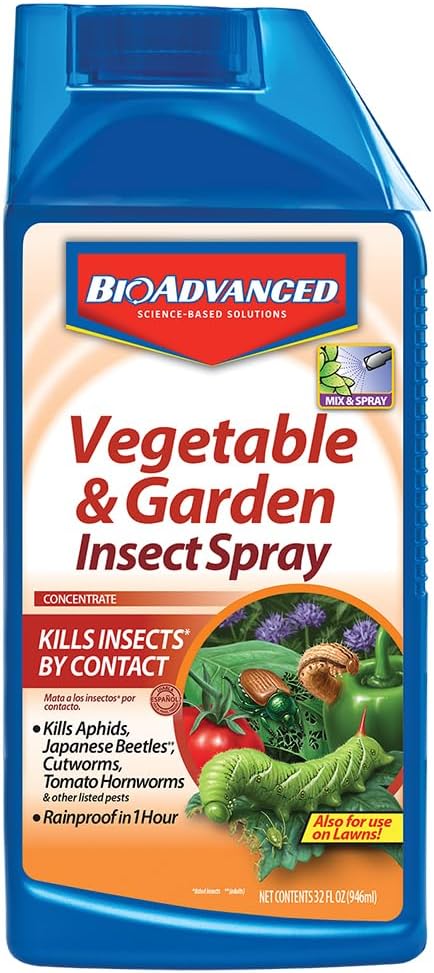 BioAdvanced Vegetable and Garden Insect Spray, Concentrated Insecticide, 32-Ounce, Plant Pest Spray