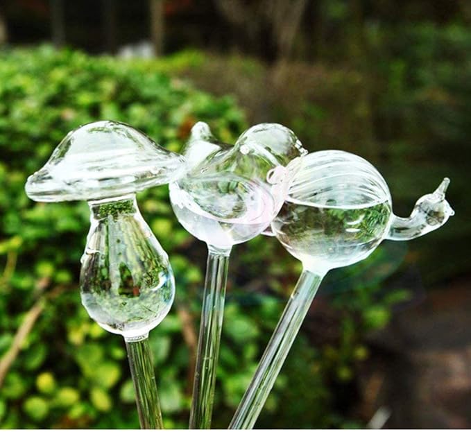 3 Pack Plant Waterer Self Watering Globes,Bird Shape Hand Blown Transparent Mini Durable Clear Glass Aqua Bulbs