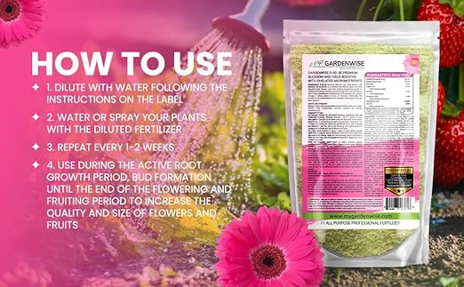 GARDENWISE 0-50-30 Universal Premium Bud and Bloom Booster Increases Flowering & Yield, for Use in Soil and Hydroponics, Super Concentrated Flower Fuel (1/2 LBS)