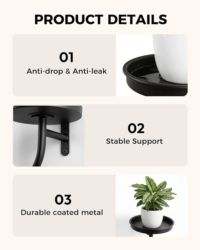 Bamworld Wall Planters for Indoor Plants Wall Plant Holder Plant Wall Shelves Metal Hanging Planters for Indoor Plants Window Plant Shelves Plant Hanger Indoor Plant Decor Black