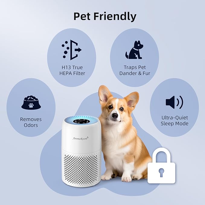 AromaRoom Pet HEPA H13 Air Purifier Filter Replacement, Compatible with LEVOIT Core Mini-P, AP100/AP102 Air Purifier, Efficiency Activated Carbon for Pet Odor, 2 Packs, AP100-RF-PA，Yellow