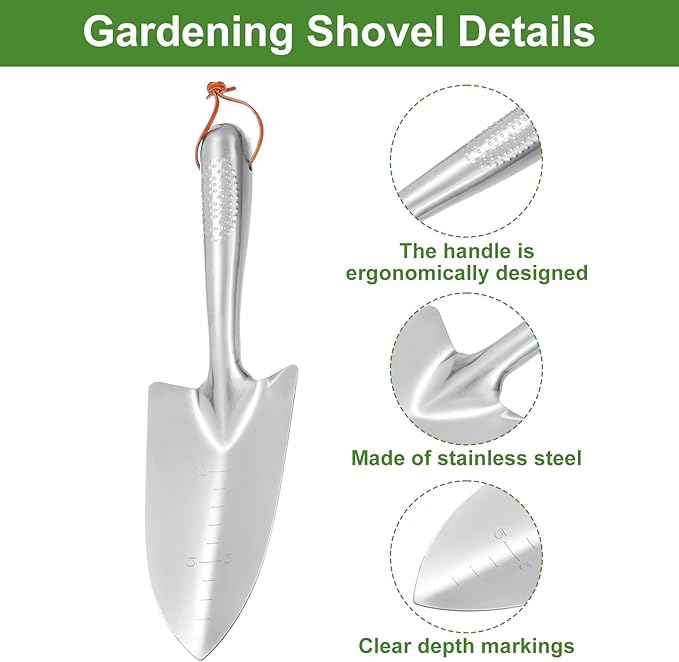 HARFINGTON Garden Hand Shovel 11.81" x 3.54" Digging Trowel Transplanting Garden Tools for Flower Soil Digging Planting Weeding Transplanting Garden