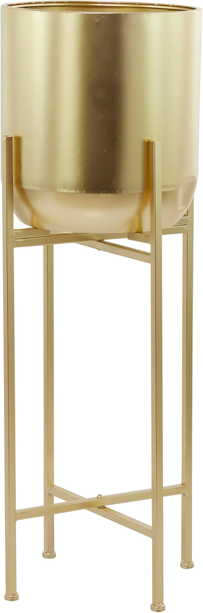 CosmoLiving by Cosmopolitan Metal Indoor Outdoor Planter Dome Large Planter Pot with Removable Stand, Planter 13" x 13" x 36", Gold