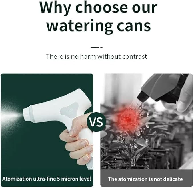 Electric Spray Bottle, 1L Rechargeable Battery Powered Electric Sprayer Watering Can Indoor Plants, Handheld Automatic Plant Sprayer for Garden, 2 Water Spraying Modes