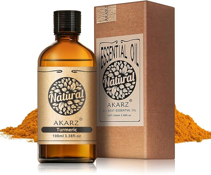 AKARZ 100ml Turmeric Essential Oil Natural Turmeric Oil Pure for Candle Making,DIY Skincare Products Massage,Home Spa Relaxation