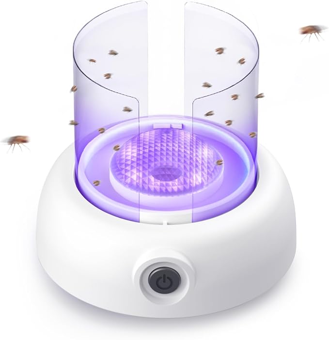 LFSYS Fruit Fly Traps for Indoors Gnat Trap Lamp, Double Side Sticky Paper 360° Attraction for Fruit Fly, Gnats 9 Refills + 1 Starter Kit (Dutch White)
