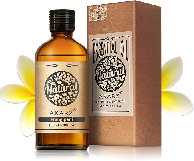 AKARZ 100ml Frangipani Essential Oil Natural Frangipani Oil Pure for Candle Making,DIY Skincare Products Massage,Home Spa Relaxation