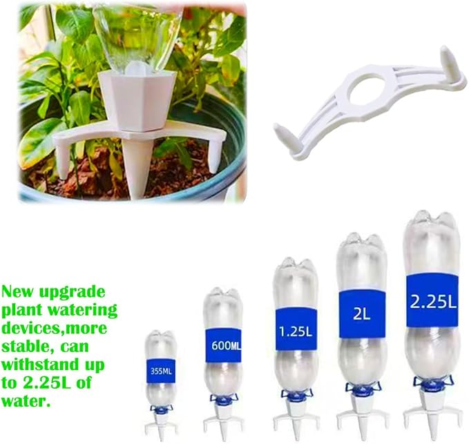 4 Set Durable Automatic Plant Watering Devices, 15~20 Days Large Capacity Plant Watering Spikes, Vacation Self Water Stakes, Plastic Bottle Self Watering Planter Insert, Soak in Boiling Water 1 Night