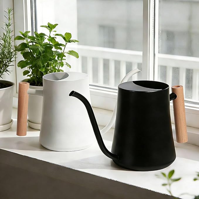 Small Watering Can Indoor Plants Metal Watering Cans 1L/34oz (White)