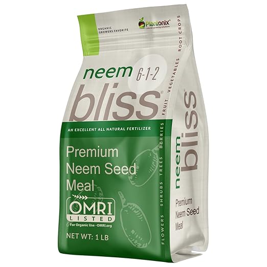 Neem Bliss (1lb) - Neem Seed Meal - Organic Neem Cake for Plants - OMRI-Listed Fertilizer for Plants, Vegetables, Lawns, & Gardening - 100% Natural & Renewable Garden Fertilizer