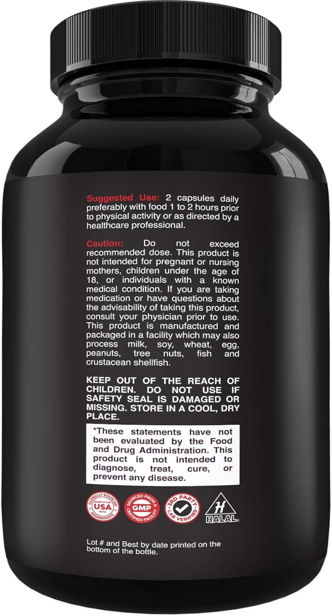 Extra Strength Testosterone Booster for Men - Natural Supplement for Men with Horny Goat Weed Maca Root Tongkat Ali and Saw Palmetto Extract for Muscle Enlargement Stamina and Strength - 60 Count