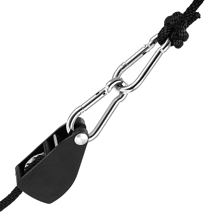 4 Pair 1/4 Inch 8 Feet Long Adjustable Rope Clip Hanger, Grow Light Ratchet Hanger with Reinforced Internal Metal Gears for Hanging, 150lb Bearing Capacity Per