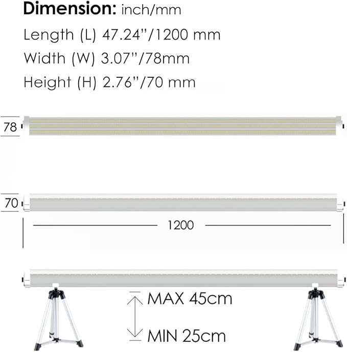 RDJ Bouns 150W Under Canopy LED Grow Light Bars with Far Red, 4-Pack 48 Inch Dimmable, 100-277 Volt 2.7-3.0 umol/J, 8 Adjustable Brackets, 1 Power Cord and 4 Extension Cables, IP65 Waterproof