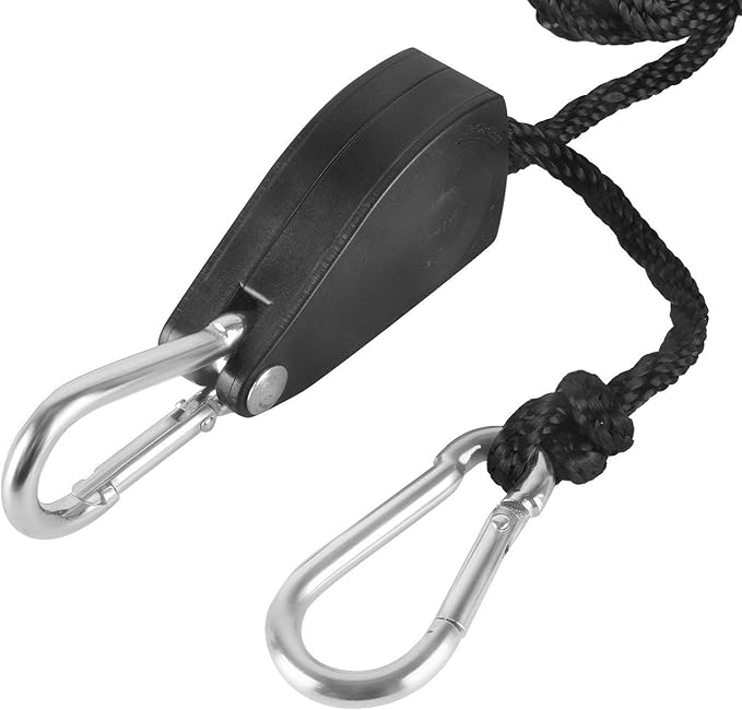 iPower GLROPEMG4X8 8-Pair 1/4 Inch 8-Feet Long Heavy Adjustable Duty Rope Clip Hanger Reinforced Metal, Black