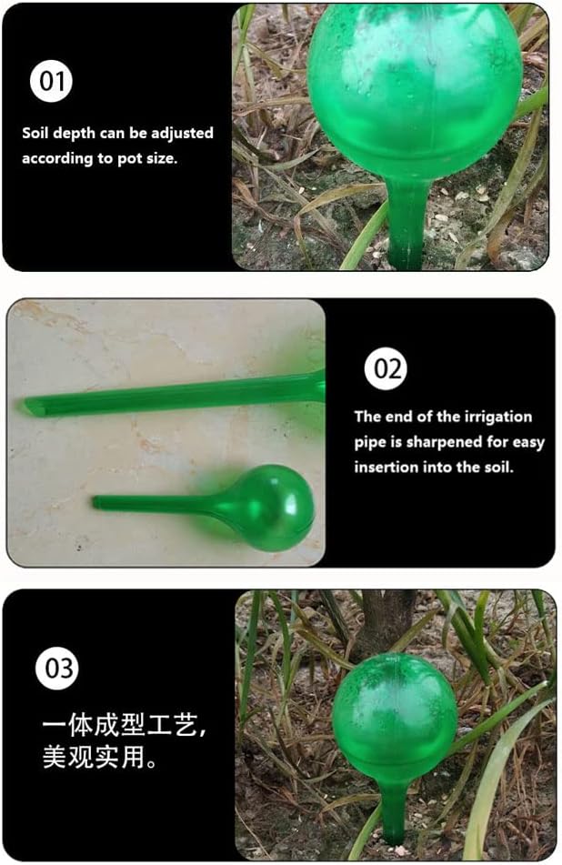Yahpetes Automatic Watering Globe Plant Watering Globes Plastic Watering Bulbs Waterer Flower Water Drip Irrigationdevice Self Watering System (Clear+Green)