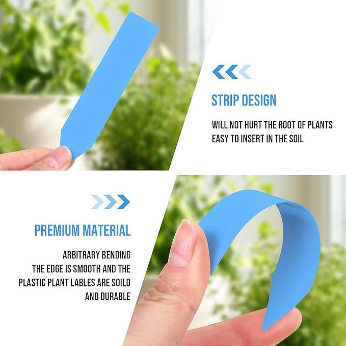 Plant Labels 1000 Pcs Yuanling for Seeding Plastic Waterproof Plant Name Tags Garden Labels Marker Garden Pots Stakes for Outdoor Potted Plants Belt Permanent Marking Pen(5 Colors)